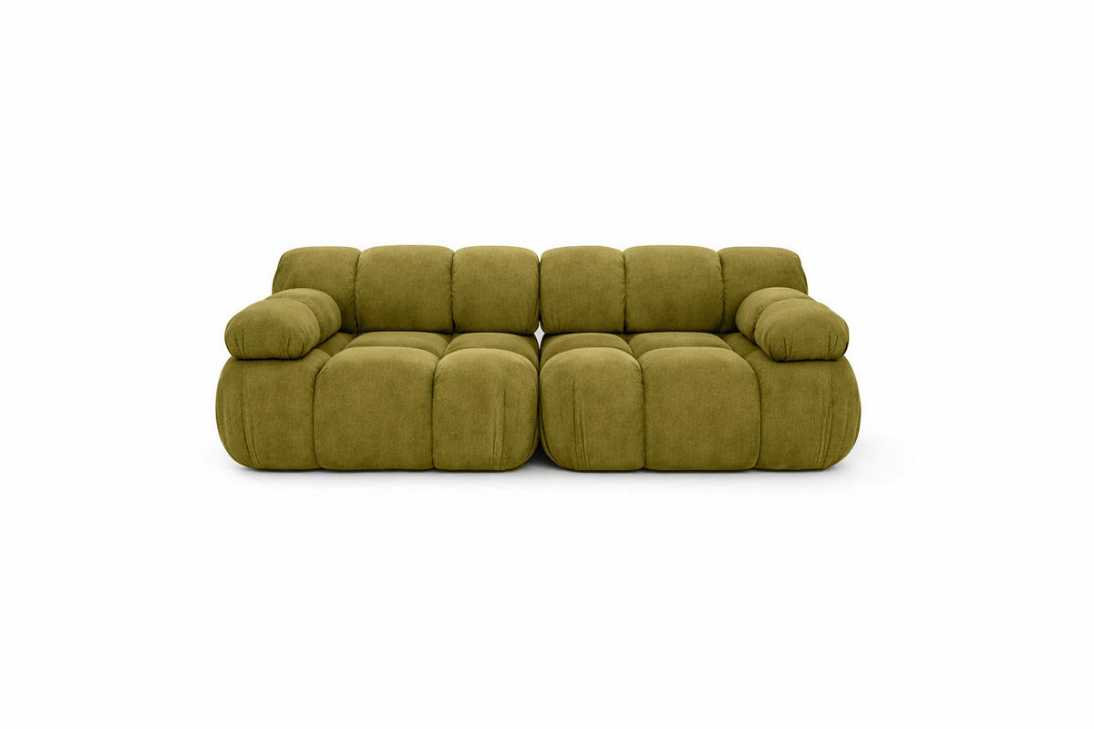 COUCH, 2-Sitzer Modular, Veloursstoff Salvador, Olive, Selia - Olivgrün, Holz (190/70/95cm) - Kaiser Möbel