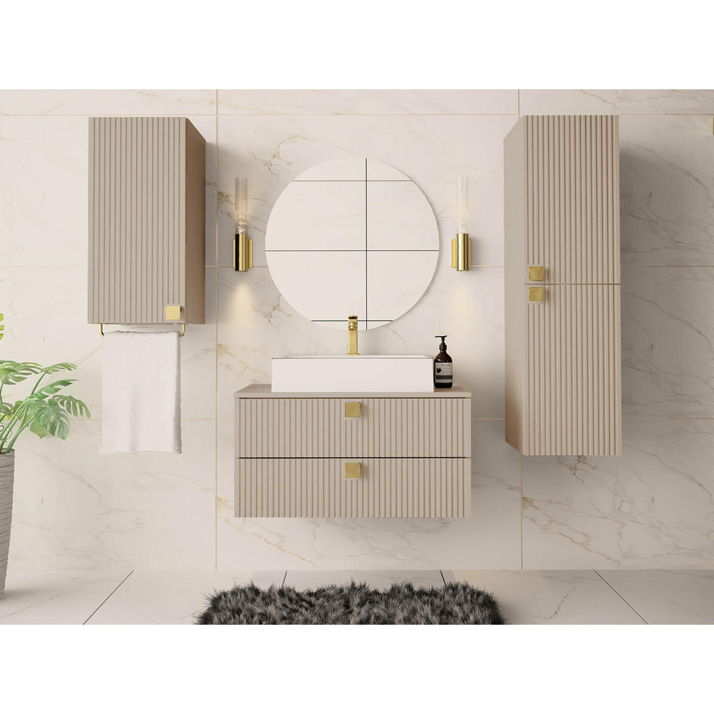 Thumbnail - Mirjan24 Badmöbel-Set, Sand, Holzwerkstoff, 2 Schubladen, 80x42x46 cm, Badezimmer, Badmöbelsets & Badmöbelserien, Badmöb...
