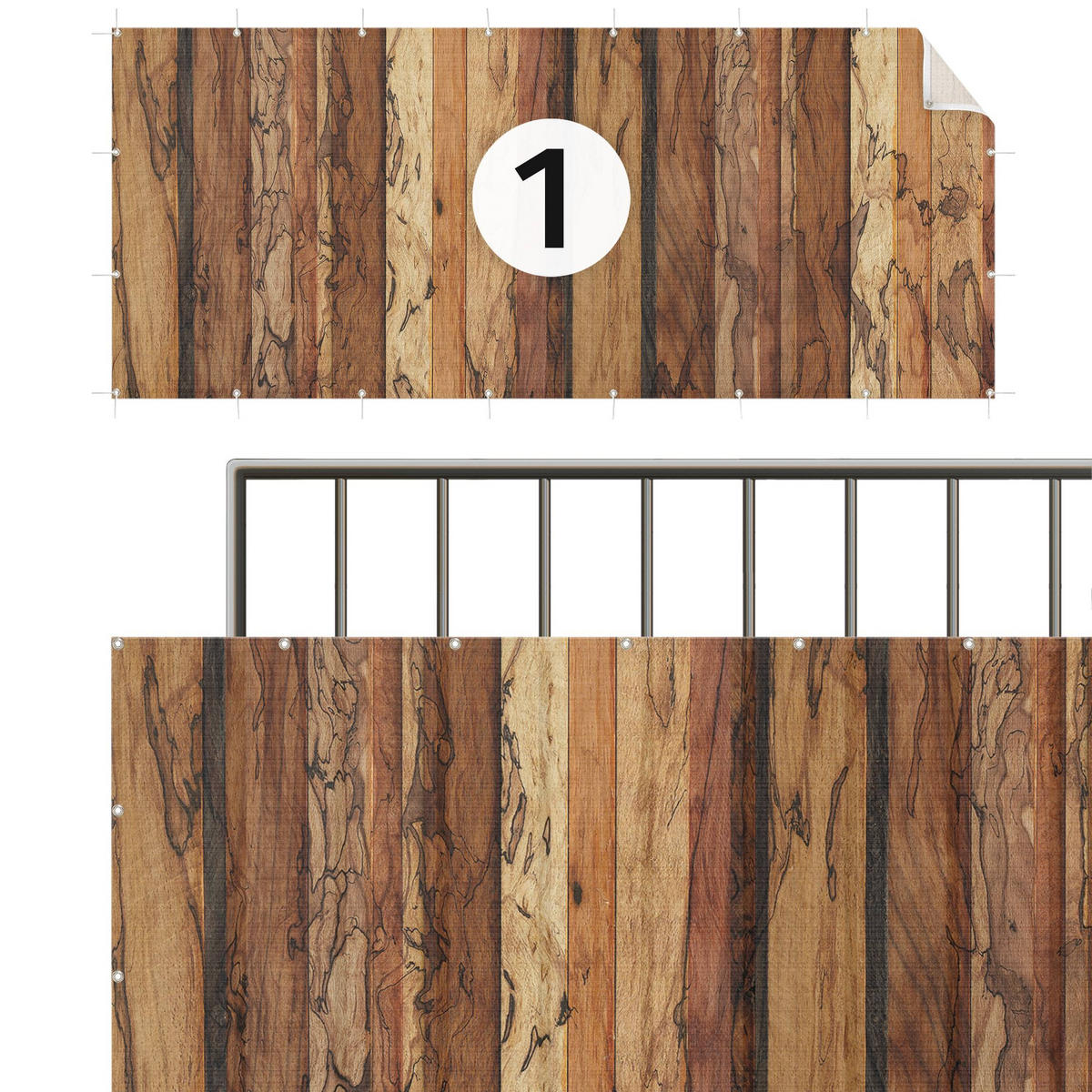 BALKON SICHTSCHUTZ Woody Flamed 500/75 cm - Braun, Kunststoff (500/75cm) - Bilderwelten