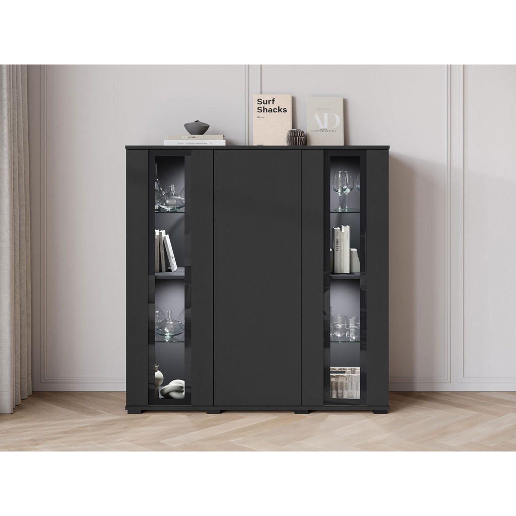 Thumbnail - Mirjan24 Kommode, Schwarz, Holzwerkstoff, Rechteckig, 120x122x40 cm, Wohnzimmer, Kommoden & Sideboards, Highboards