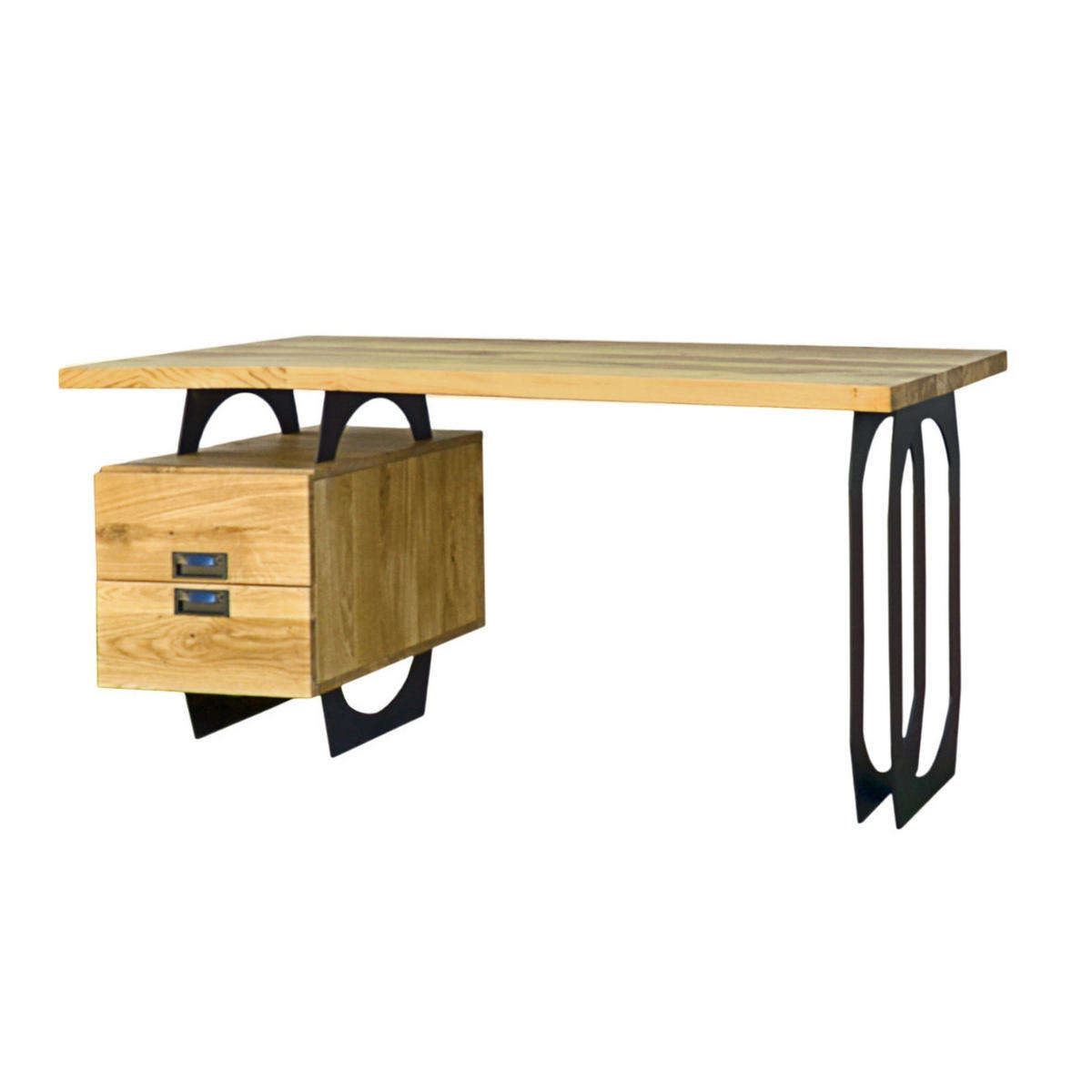 SCHREIBTISCH mit Metallbeinen fürs Büro & Office WALT - Eichefarben, Holz (70/150/75cm) - Rawood Furniture
