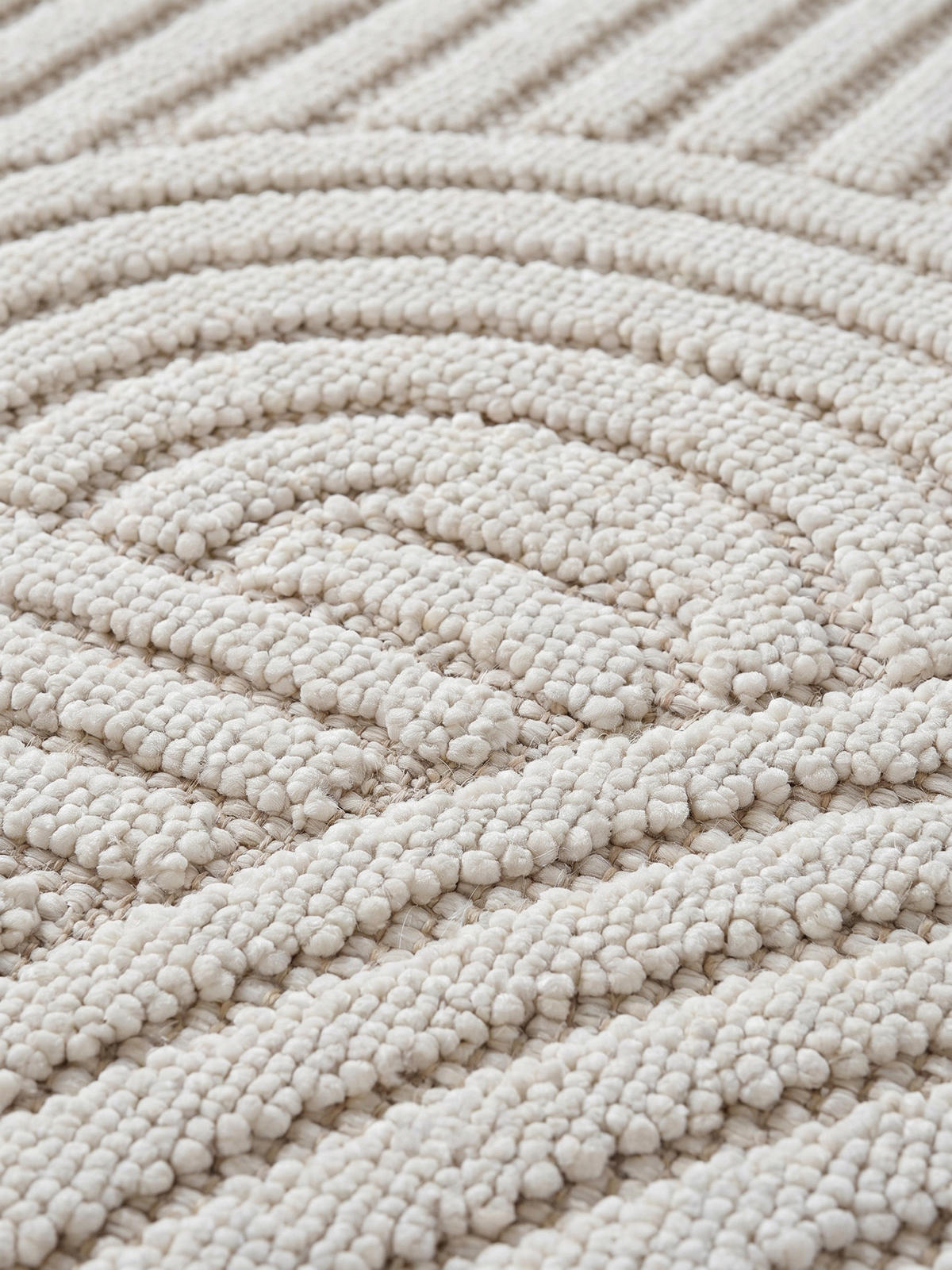 TEPPICH Flachgewebe LANGAU in Creme, mit geometrischen Bögen, 240 x 340 cm - Beige, Textil (340/240cm) - KADIMA DESIGN