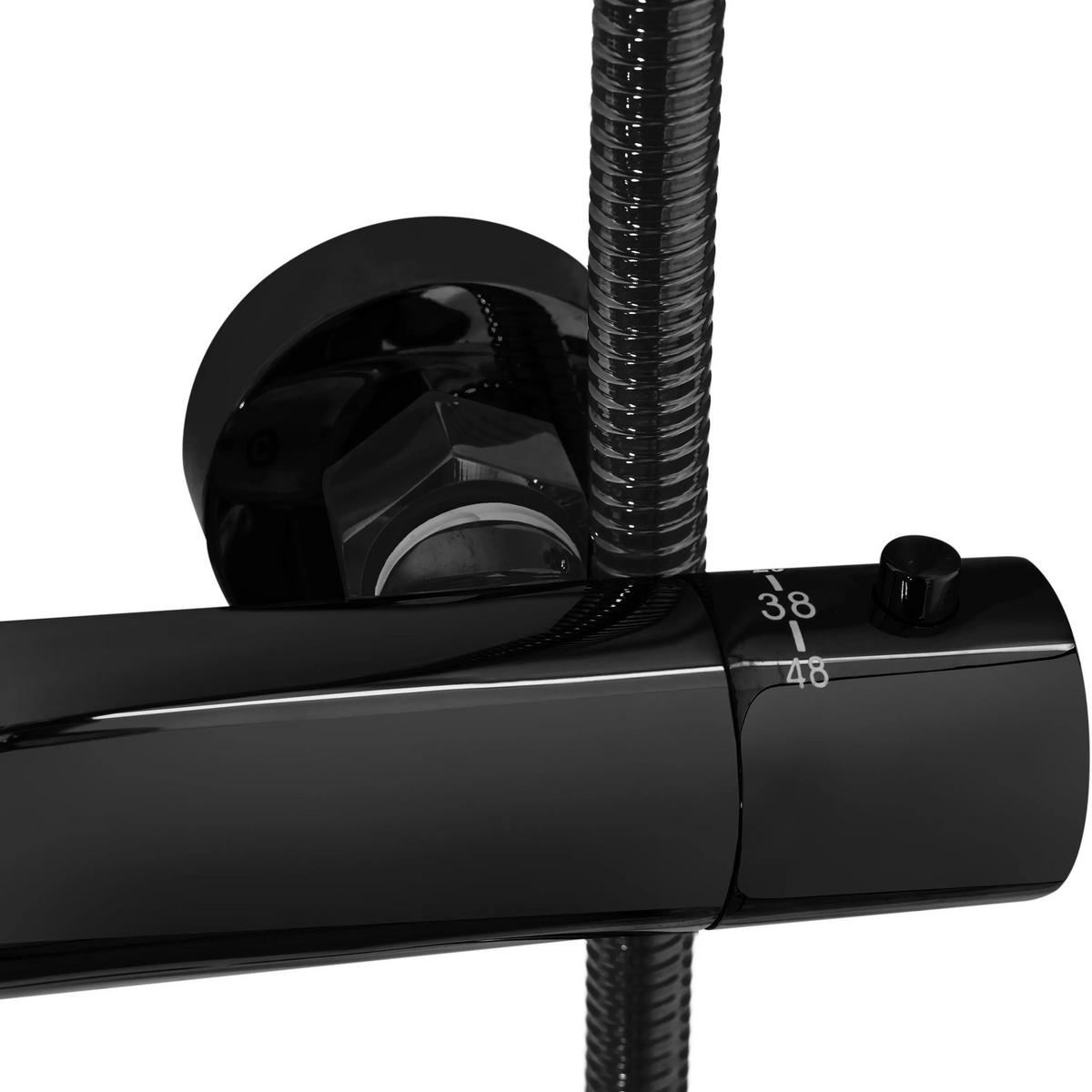 THERMOSTAT Duschset Rea Lungo Black Metallic - Schwarz, Metall (26.5/117/45cm) - REA