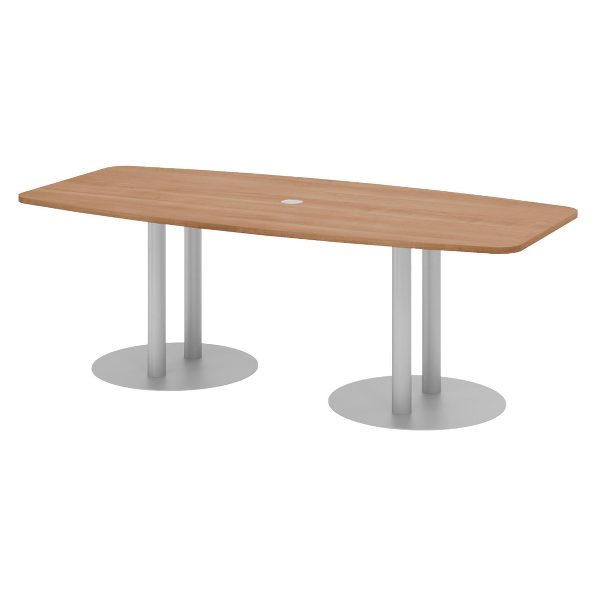 KONFERENZTISCH klein KT22 103/220/74 cm in Nussbaumfarben/Säule in Silberfarben - Silberfarben/Nussbaumfarben, Holzwerkstoff (103/220/74cm) - bümö