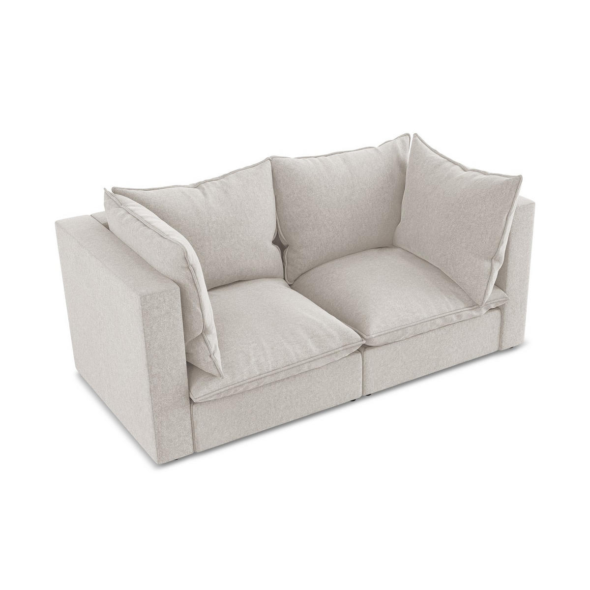 2-SITZER SOFA Samt Stoff Beige - Hellbraun/Schwarz, Holzwerkstoff/Kunststoff (180/77/90cm) - LaMiaSofa