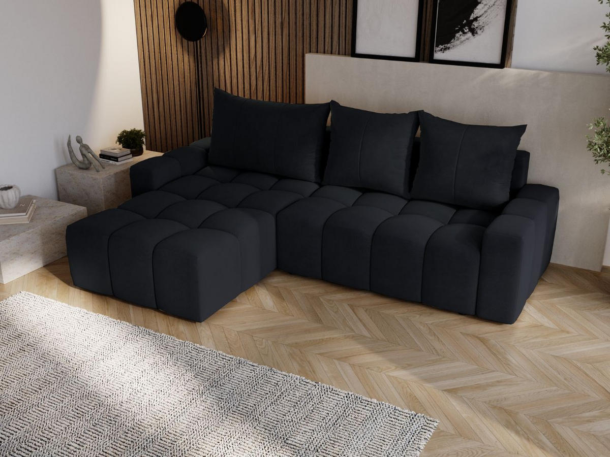 ECKSOFA Bresso Schwarz - Schwarz, Holz/Textil (255/168cm) - Graingold