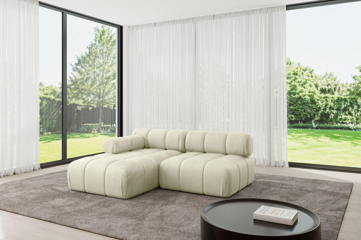 ECKSOFA modulares Sofa Razon-L1 - 190x160x70 cm Beige Velours - Beige, Holzwerkstoff/Textil (190/160cm) - ALTDECOR