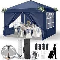 FALTPAVILLON 3 x 3 m mit 4 Seitenteilen blau - Blau, Textil (300/255/300cm)
