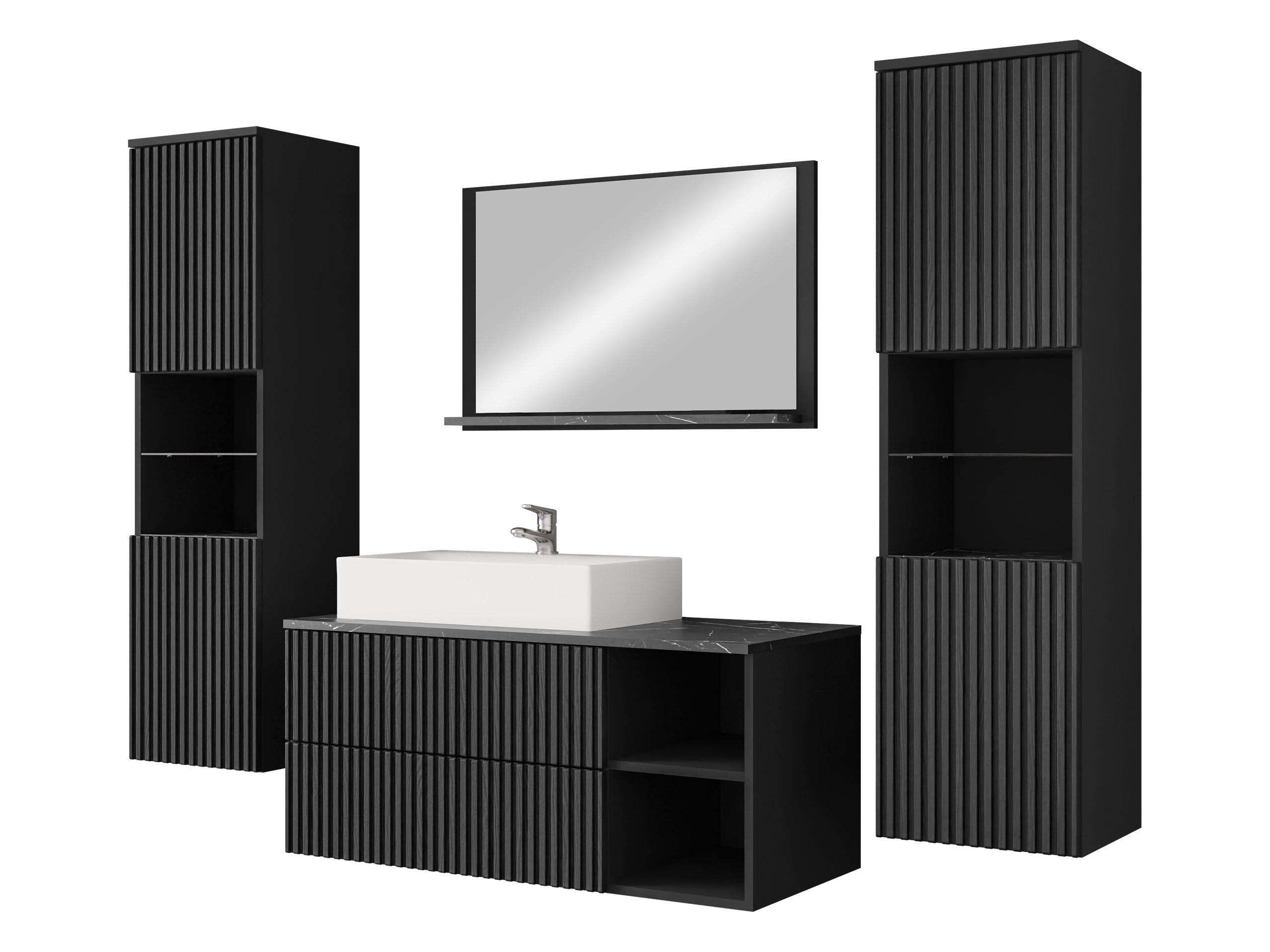 BADMÖBEL-SET Kertos Rillen III - Schwarz, Holzwerkstoff (100/57/45cm) - MIRJAN24