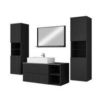 BADMÖBEL-SET Kertos Rillen III - Schwarz, Holzwerkstoff (100/57/45cm) - MIRJAN24