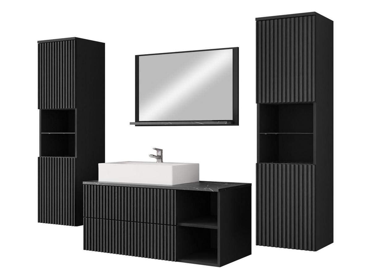 BADMÖBEL-SET Kertos Rillen III - Schwarz, Holzwerkstoff (100/57/45cm) - MIRJAN24