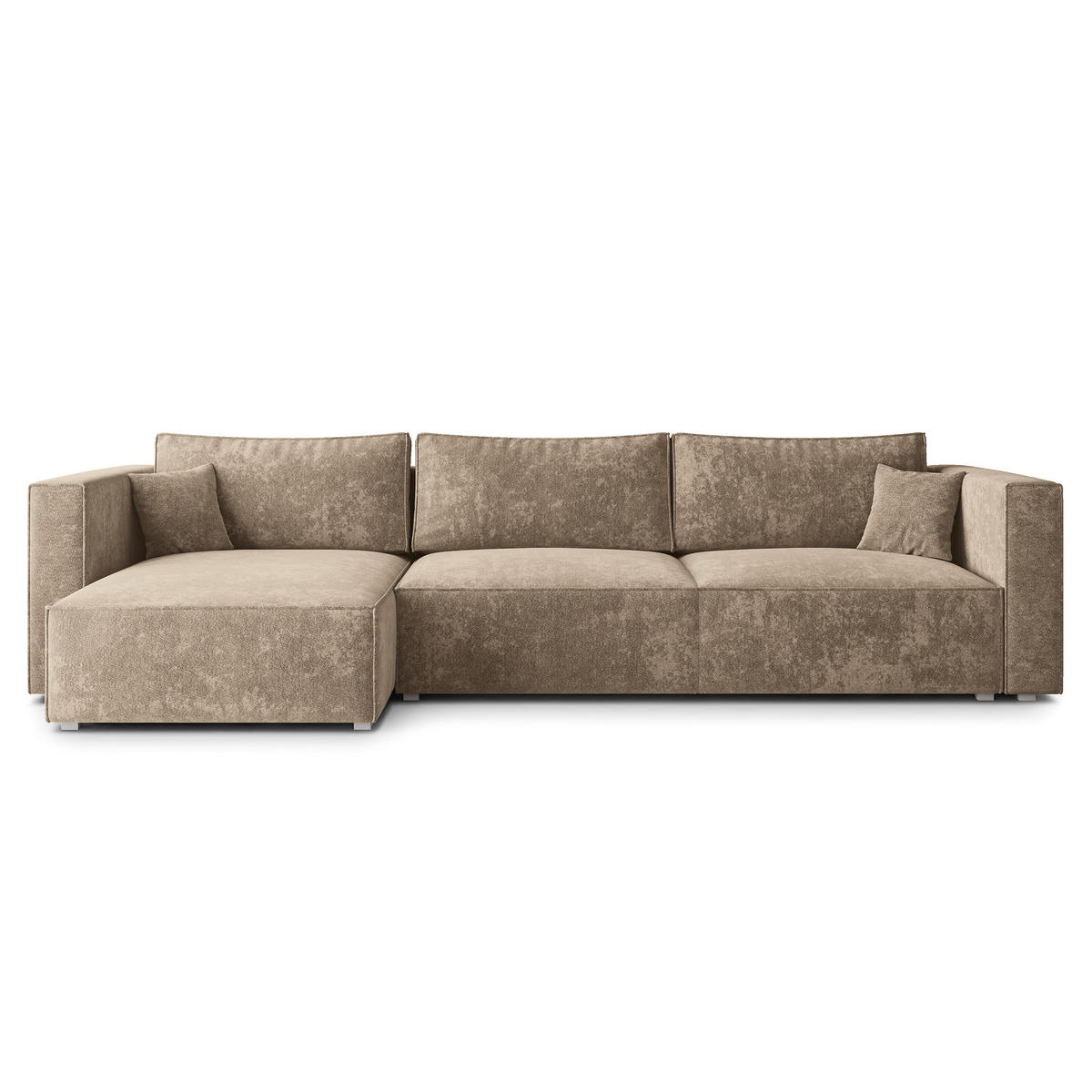 ECKSOFA TOLMO LM Beige Chenille mit Schlaffunktion - Beige, Holzwerkstoff/Textil (347/148cm) - MASSENO