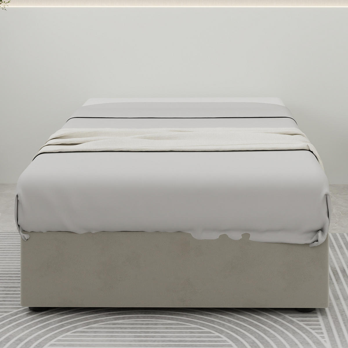 KINDERBETT 90/200 cm in Beige Stoff mit Bettkasten - Beige, Holzwerkstoff/Textil (90/200cm) - WISHDOR