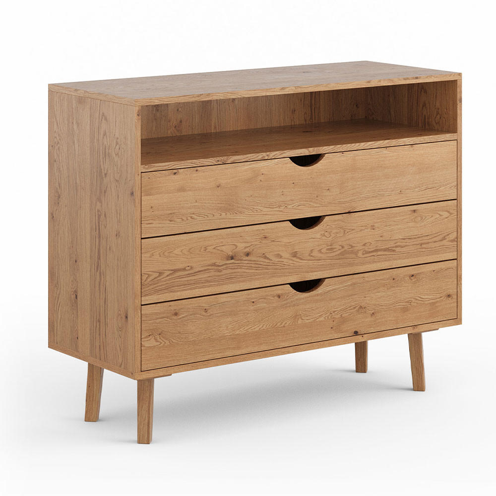 KOMMODE Simona Eiche Natur 110 / 40 / 90cm - Eichefarben, Holz (110/90/40cm) - Feldmann-Wohnen
