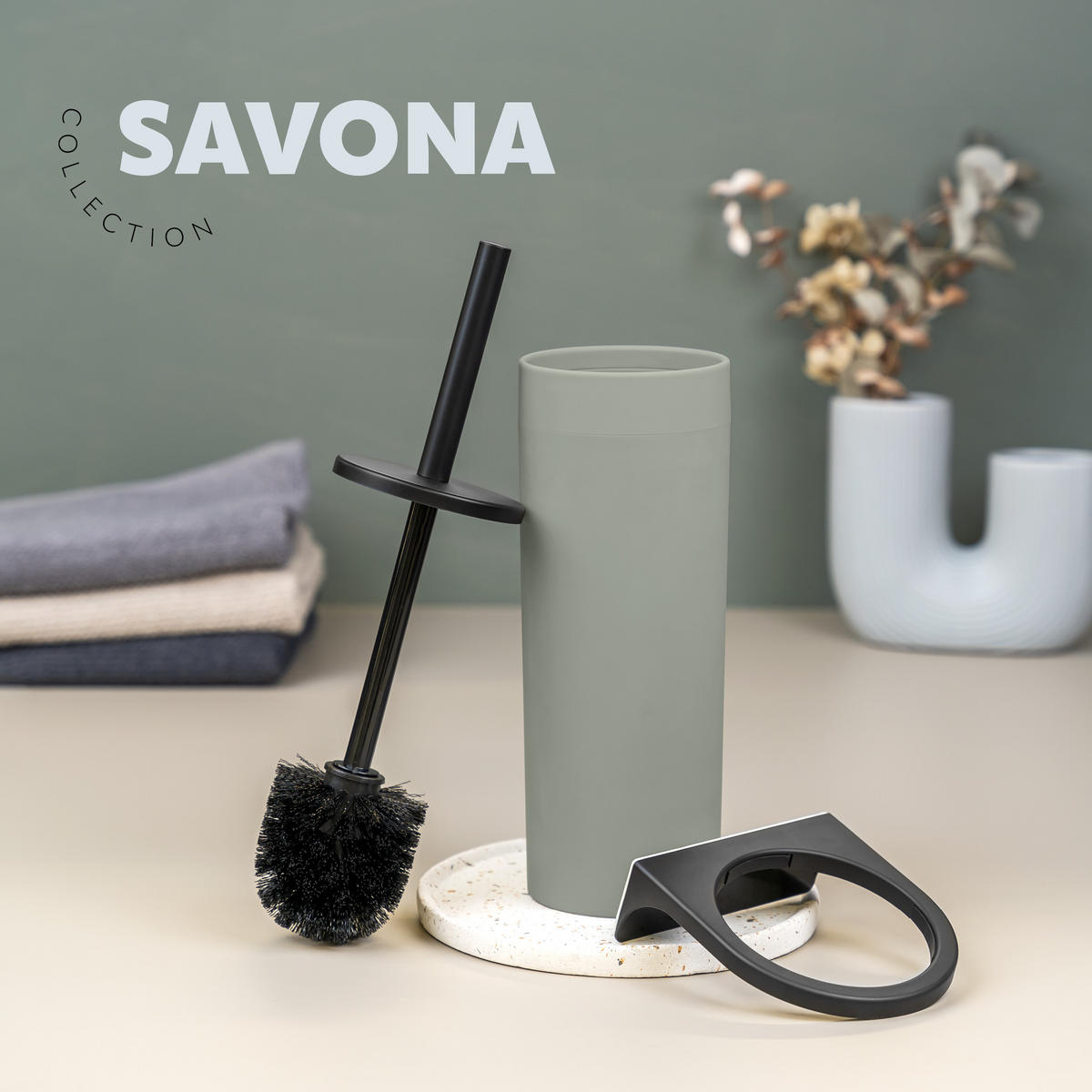 WC-GARNITUR SAVONA, salbei, Kunststoff - Salbeigrün, Kunststoff (12/36.5/13cm) - bremermann