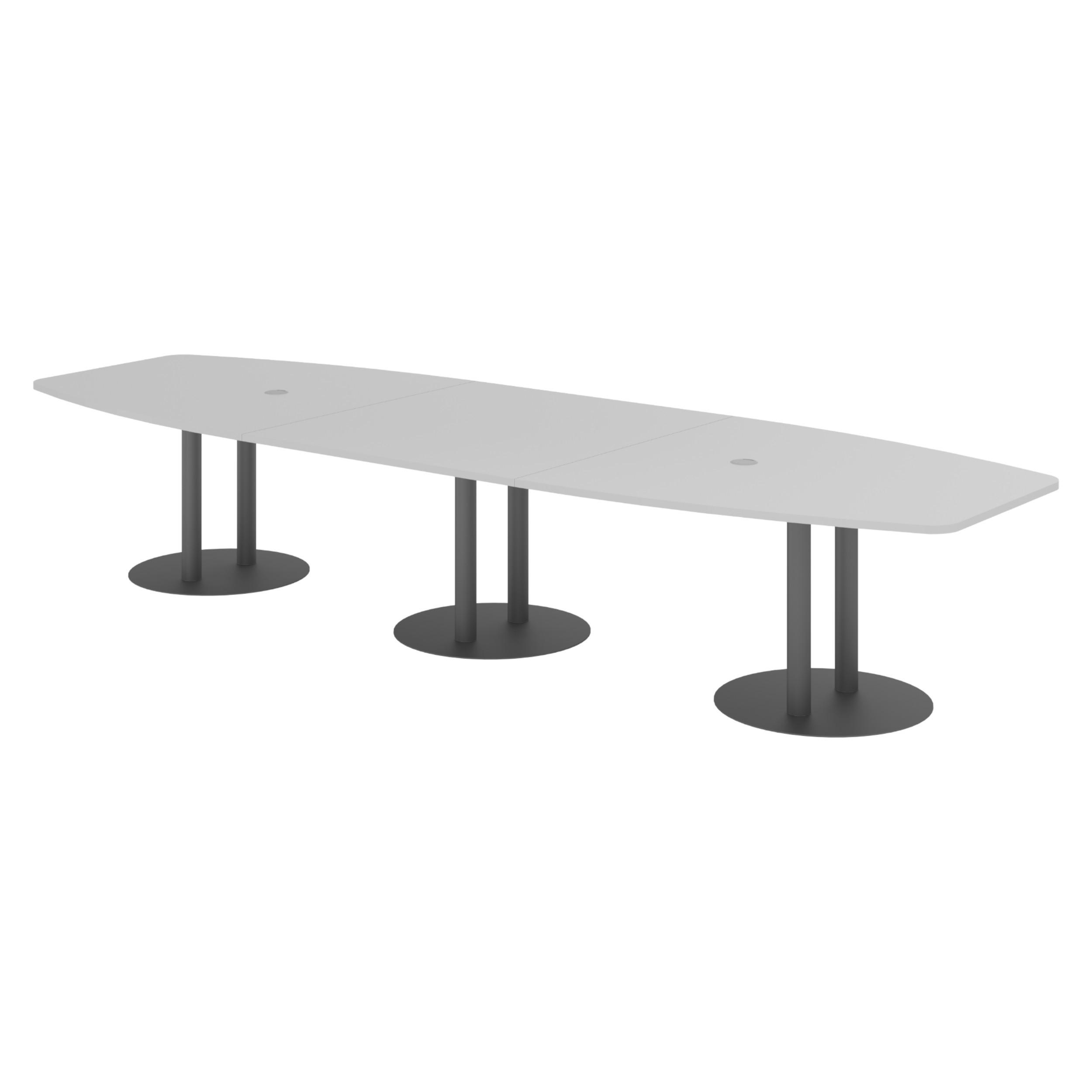 KONFERENZTISCH groß KT40 130/400/74 cm in Grau/Säule in Graphitfarben - Graphitfarben/Grau, Holzwerkstoff (130/400/74cm) - bümö