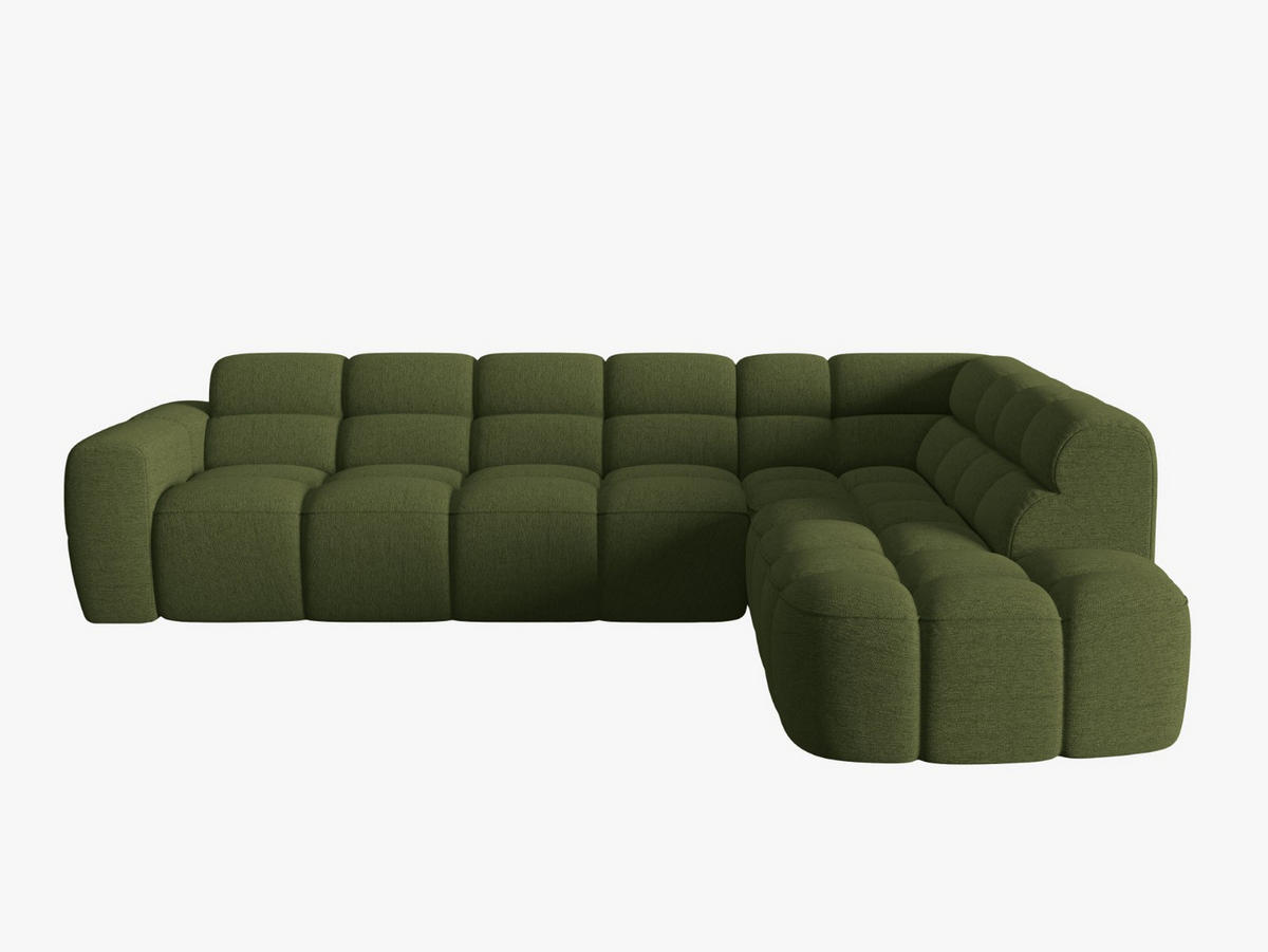ECKSOFA rechts Lisa aus strukturiertem Stoff grün meliert 5 Sitzplätze - Grün, Textil (234/293cm) - Micadoni