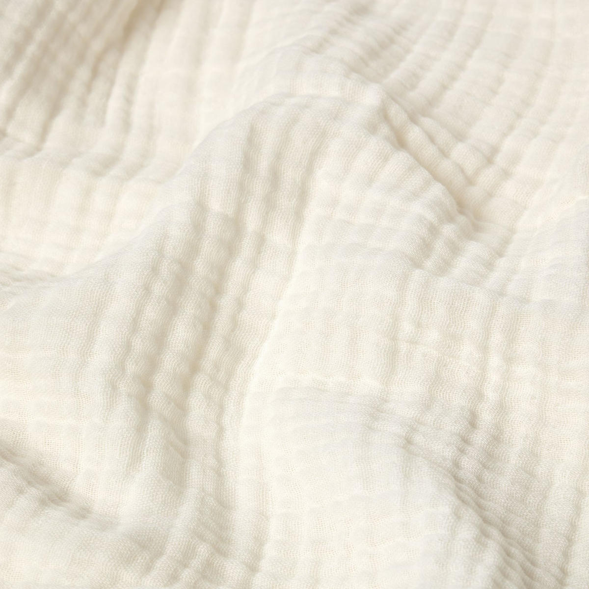 WOHNDECKE Musselin offwhite mit Quasten - Creme, Textil (127/180cm) - Homescapes