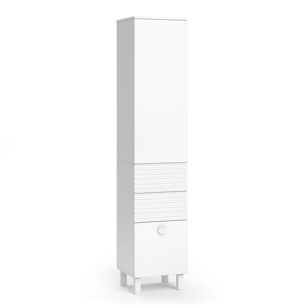 BADSCHRANK Sola Weiß 40.2 x 192.4 cm mit Tür und Schubladen - Weiß, Holzwerkstoff (40.2/192.4/37.2cm) - Vicco