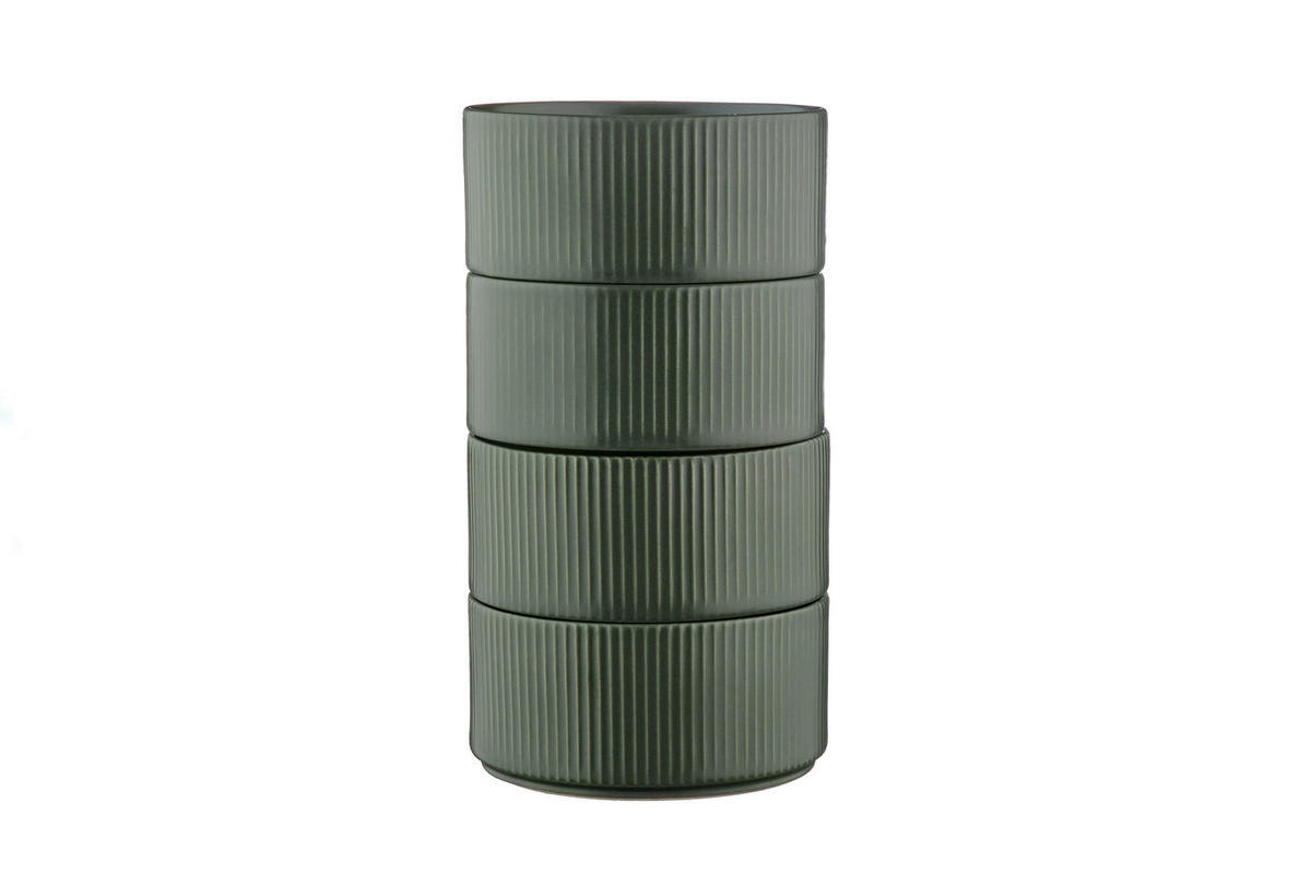 SCHALEN Scandi Ø12cm - 4er-Set - Olive - Grün, Keramik (12cm) - Björn