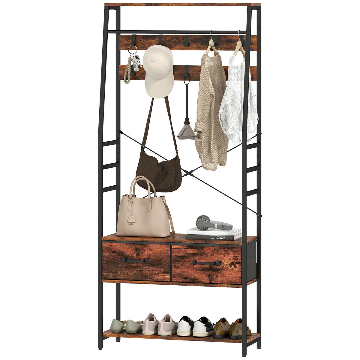 GARDEROBENSTÄNDER DE-17885 Rostbraun - Braun, Metall (30/180/80cm) - ComfortXL