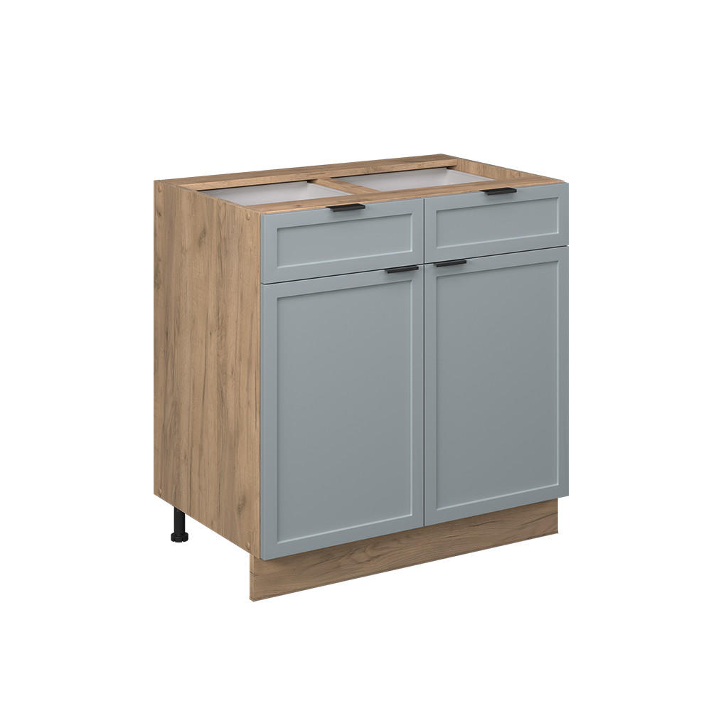 KÜCHENUNTERSCHRANK Fame-Line Hellblau-grau 80 cm ohne AP - Honigeiche/Eiche Wotan, Holzwerkstoff (80/82/51.6cm) - Vicco