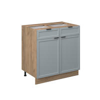 KÜCHENUNTERSCHRANK Fame-Line Hellblau-grau 80 cm ohne AP - Honigeiche/Eiche Wotan, Holzwerkstoff (80/82/51.6cm) - Vicco