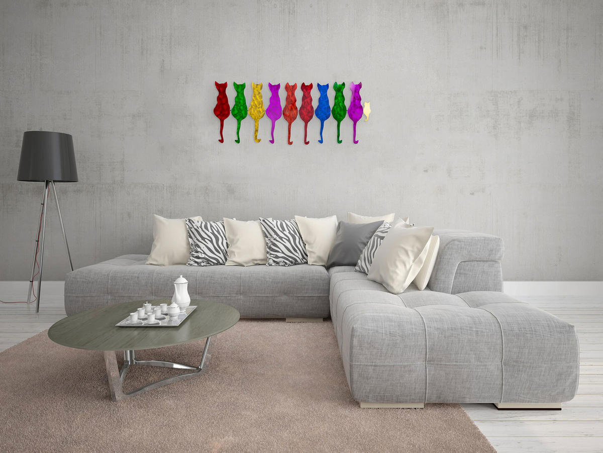 WANDDEKO Bunt 116/46 cm - Multicolor, Metall (3/46/3cm) - KUNSTLOFT