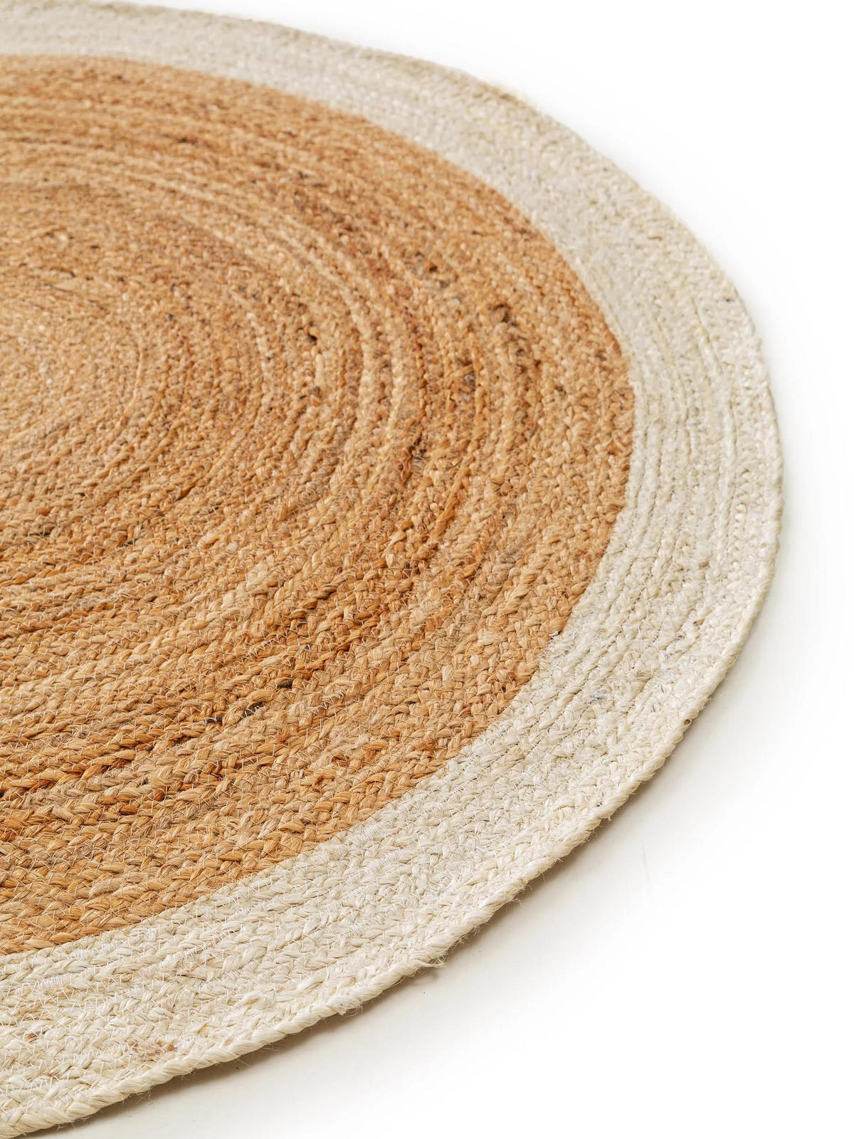 JUTETEPPICH Jutta Ivory ø 115 cm rund - Creme, Naturmaterialien/Textil (115/115cm) - benuta Pure
