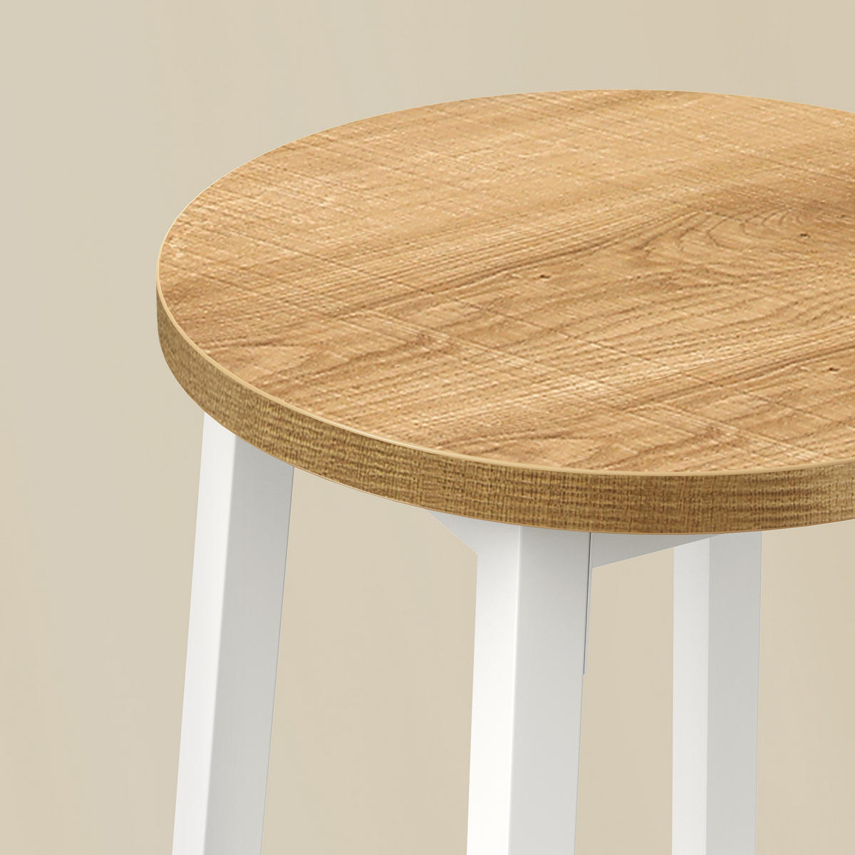 BARHOCKER in Eiche und Weiß Beine - Eichefarben/Weiß, Holzwerkstoff (32/65/32cm) - Home Collective