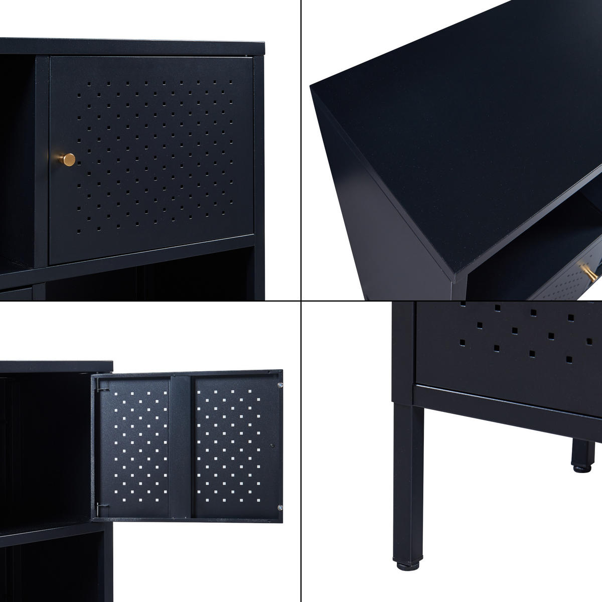 SIDEBOARD Janakkala - Schwarz, Metall (80/80/35cm) - [en.casa]