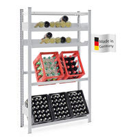 GETRÄNKEKISTEN- & WEINREGAL Chiemsee VINO 175x106x33,5cm 6 Kisten auf 2 Ebenen + 38 Flaschen auf 2 Ebenen + Board Lichtgrau - Hellgrau, Metall (106/175/33.5cm) - PROREGAL