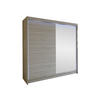 SCHWEBETÜRENSCHRANK Talin I, mit RGB LED Beleuchtung - Silberfarben/Sonoma Eiche, Holzwerkstoff/Metall (180/215/58cm) - MIRJAN24