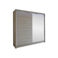 SCHWEBETÜRENSCHRANK Talin I, mit RGB LED Beleuchtung - Silberfarben/Sonoma Eiche, Holzwerkstoff/Metall (180/215/58cm) - MIRJAN24