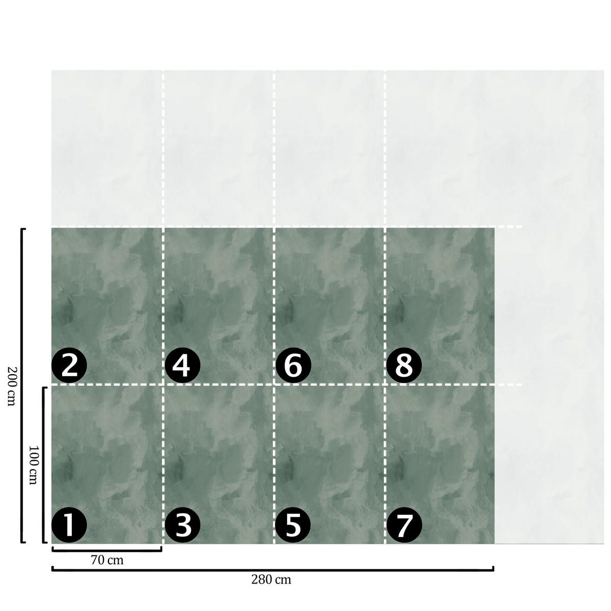 TAPETE Stuckmuster aus echtem Papier, 200x280cm, 8 Bögen - Grün, Papier (200/280cm) - WALLPAPERS4BEGINNERS