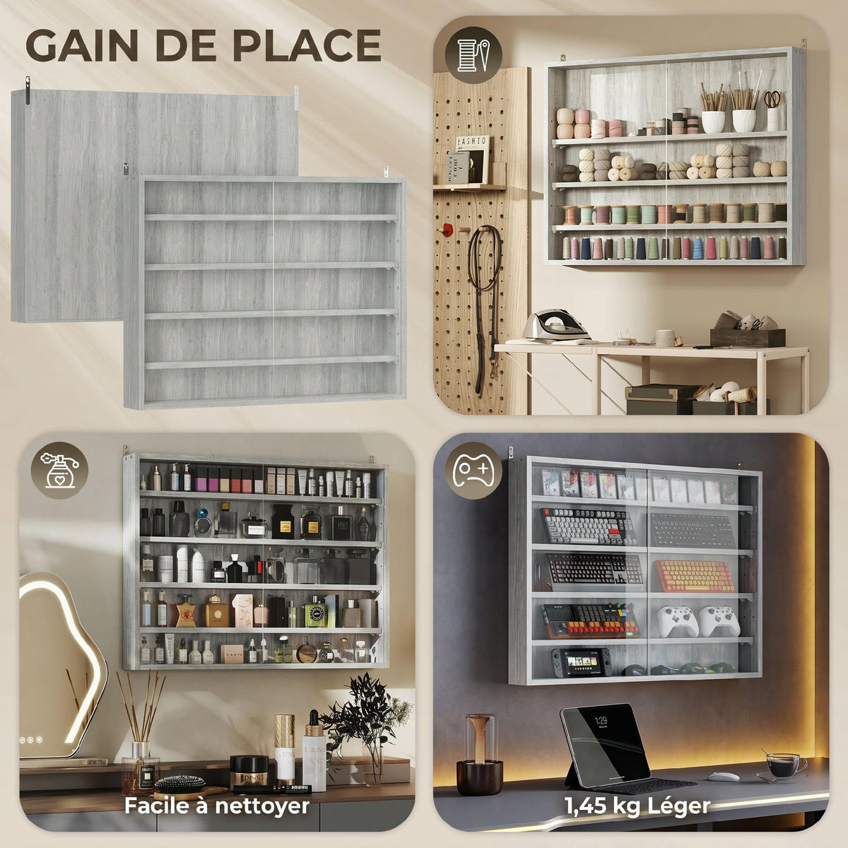BÜCHERREGAL 80/9,5/60 cm Grau - Grau, Karton (80.01/59.69/9.53cm)