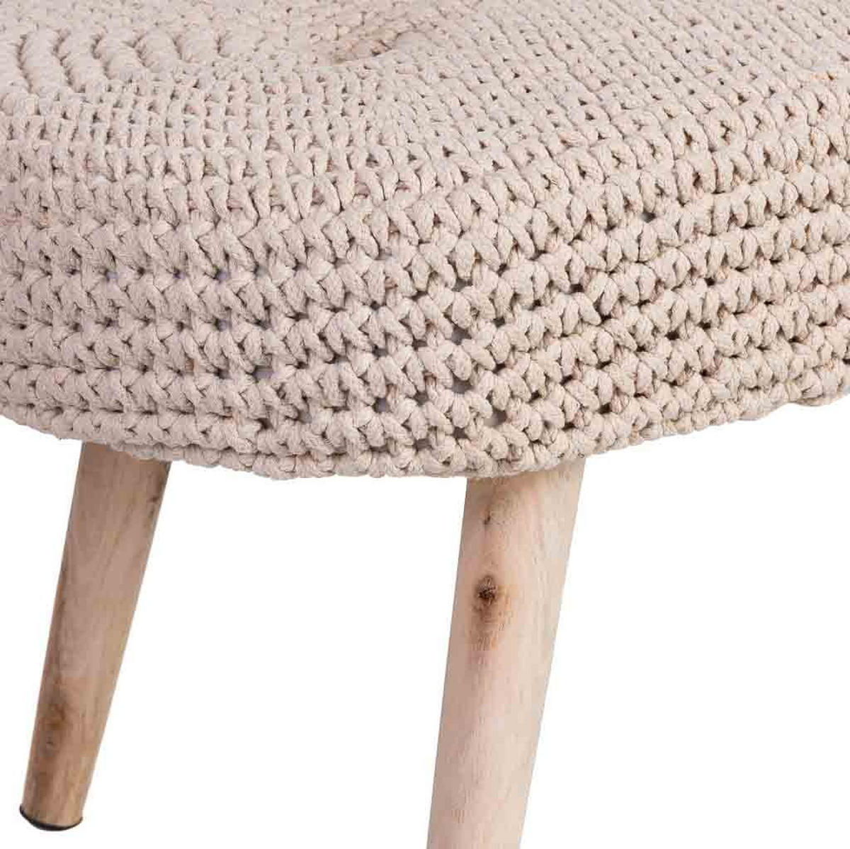 HOCKERBANK aus Holz und Baumwolle, beige, 82x43cm - Beige, Holz (82/43/43cm) - Wanderlust