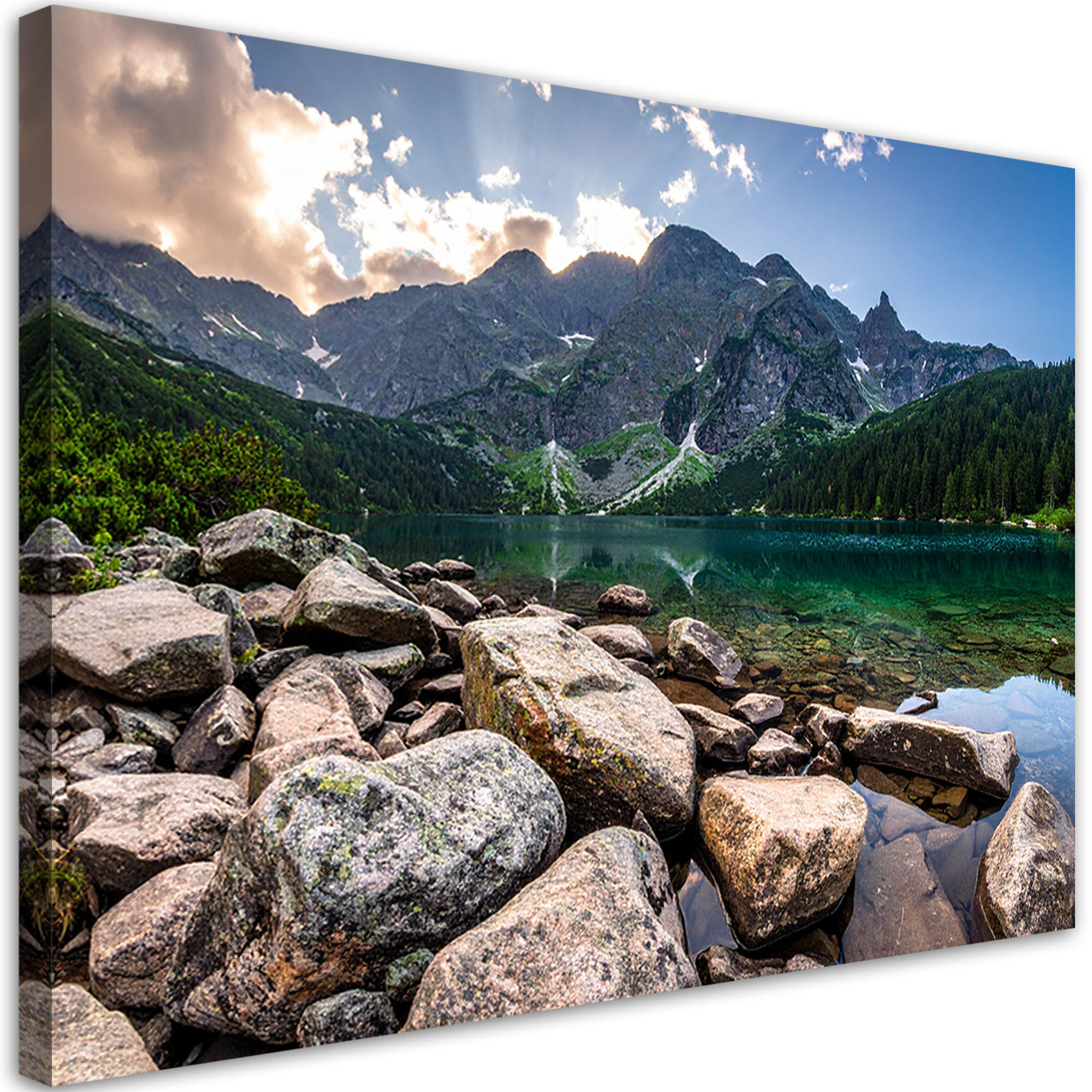 LEINWANDBILD Landschaft Berge Felsen Natur 120x80cm - Grau, Textil (120/80cm) - Feeby