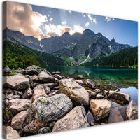 LEINWANDBILD Landschaft Berge Felsen Natur 120x80cm - Grau, Textil (120/80cm) - Feeby