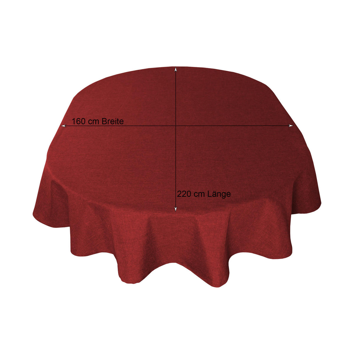 TISCHDECKE Leinenoptik 160/220 cm oval Bordeaux - Bordeaux, Textil (160/220cm) - TiborTex