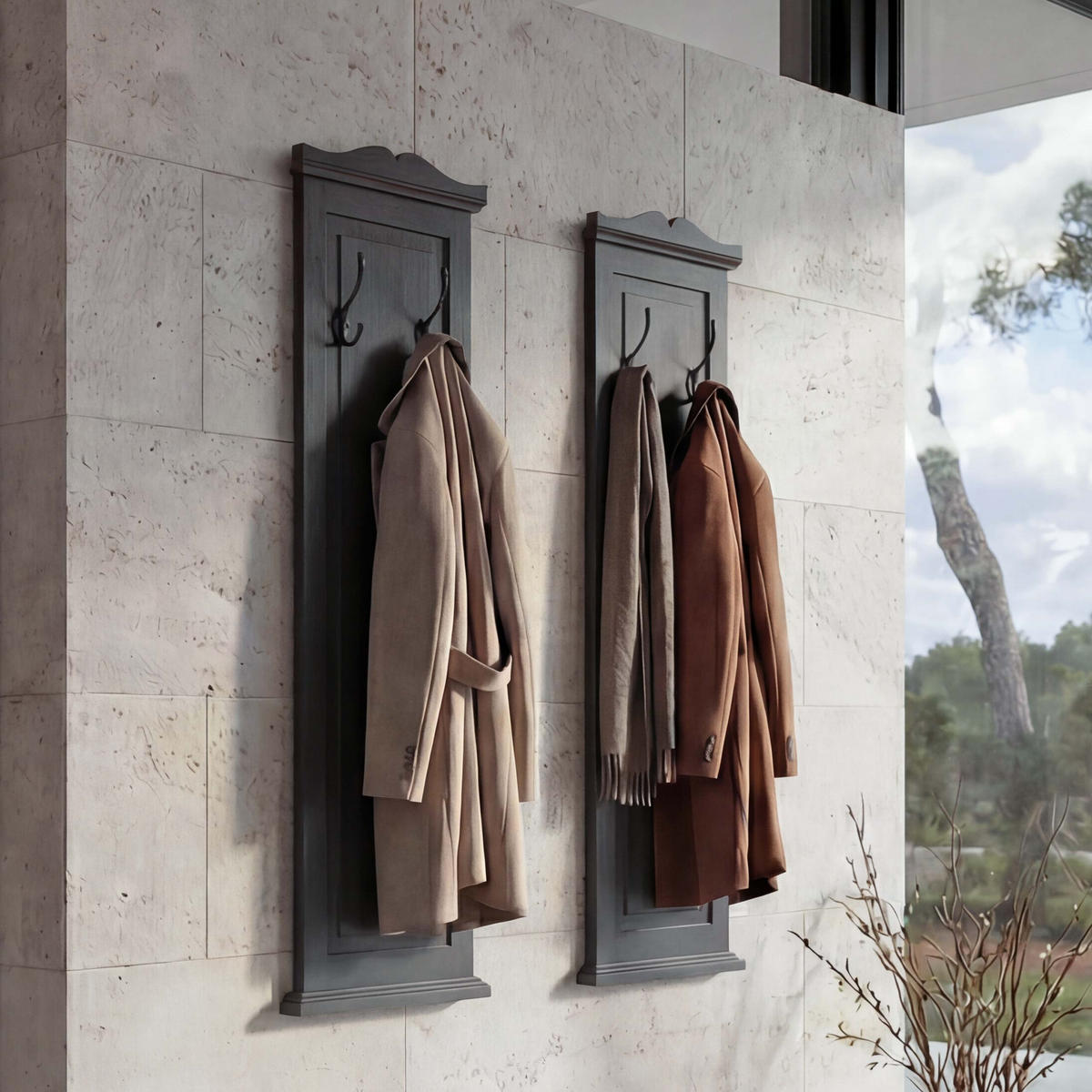 WANDGARDEROBE Grau 2er-Set - Grau, Holz (28/109/5cm) - MCW