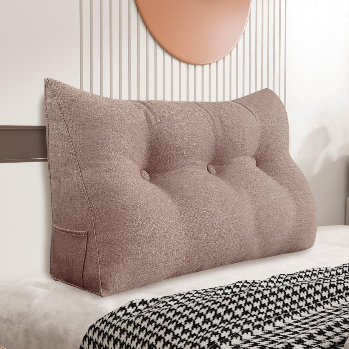 RÜCKENKISSEN für Bett Leinenlook Mauve 100 cm - Pink, Textil (50/100cm) - Vercart