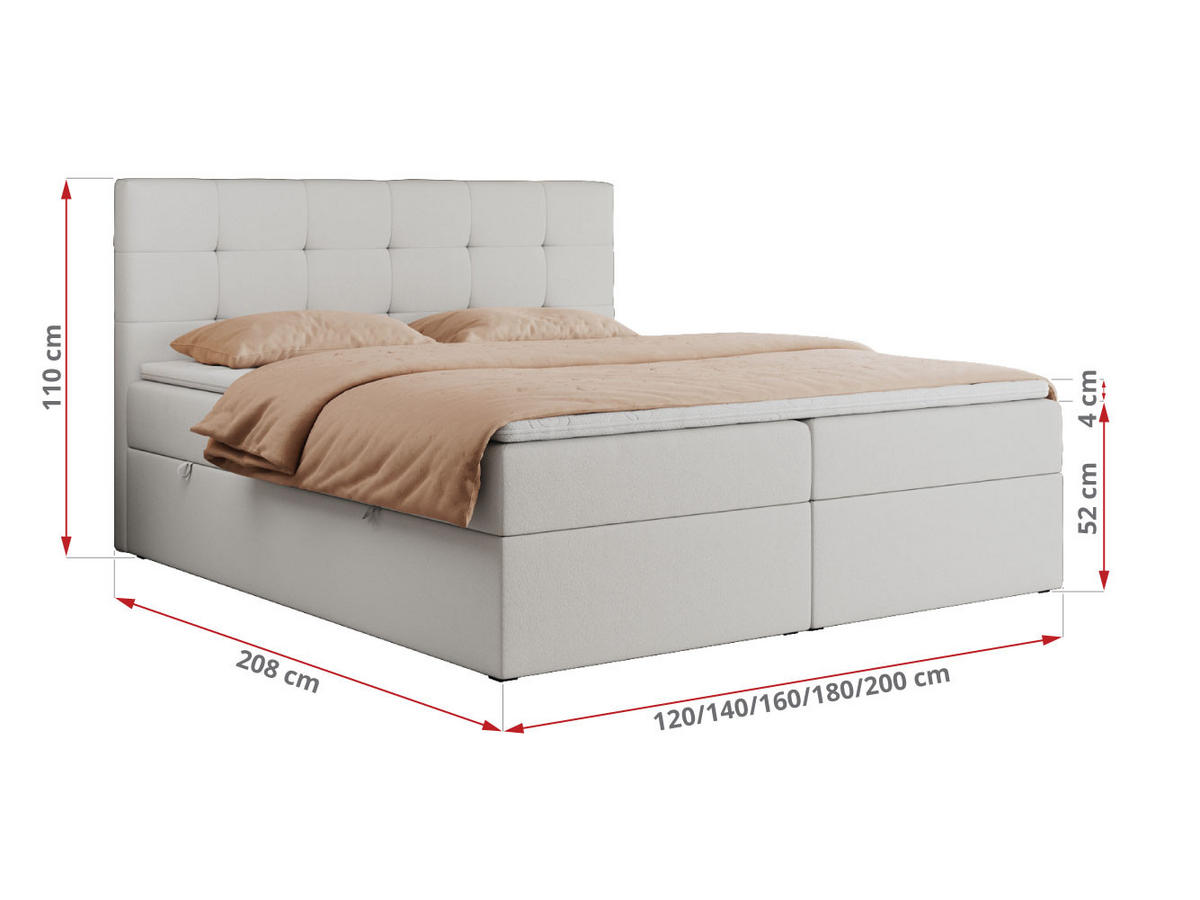 BOXBETT CENTO 120/200 Weiß Kunstleder - H4 - Weiß, Holz/Textil (120/200cm) - MKS