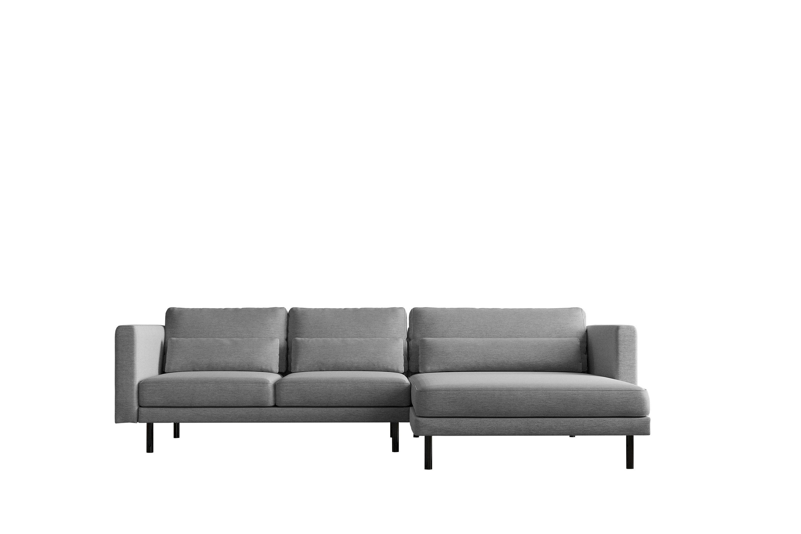 ECKSOFA L-form Dani Stoff Verita Stahl Rechts - Hellgrau, Holz (281/174cm) - Kaiser Möbel