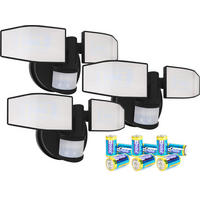 LED-BATTERIE Strahler mit Bewegungsmelder Batteriebetrieben 24x12x12,5cm Schwarz 3er-Set - Schwarz, Kunststoff (11.5/24/12.5cm) - Northpoint