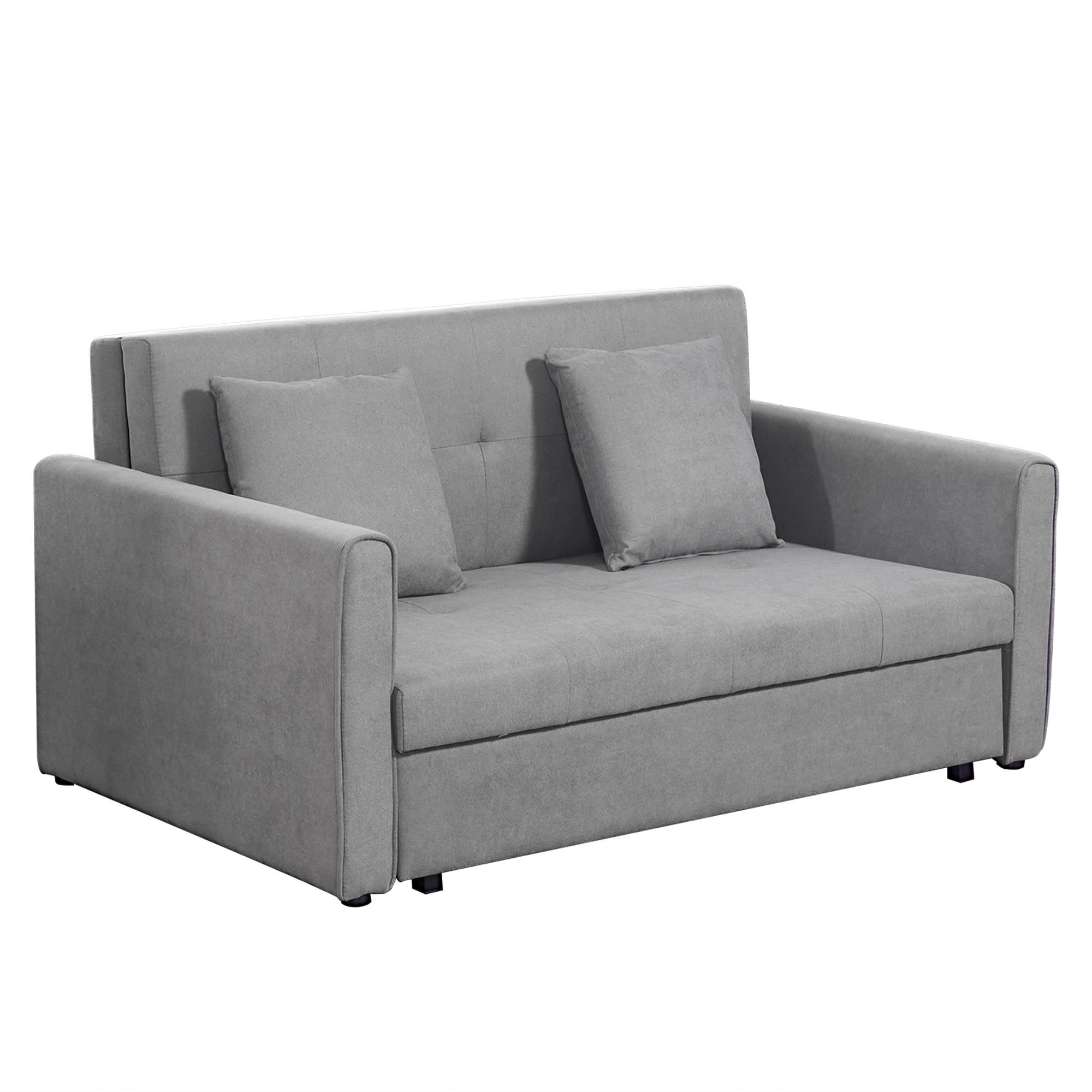 SCHLAFSOFA 2-Sitzer Sofa mit Bettfunktion Polstersofa mit Stauraum, Rückenkissen - Grau, Holzwerkstoff/Kunststoff (101/81/152cm) - HOMCOM