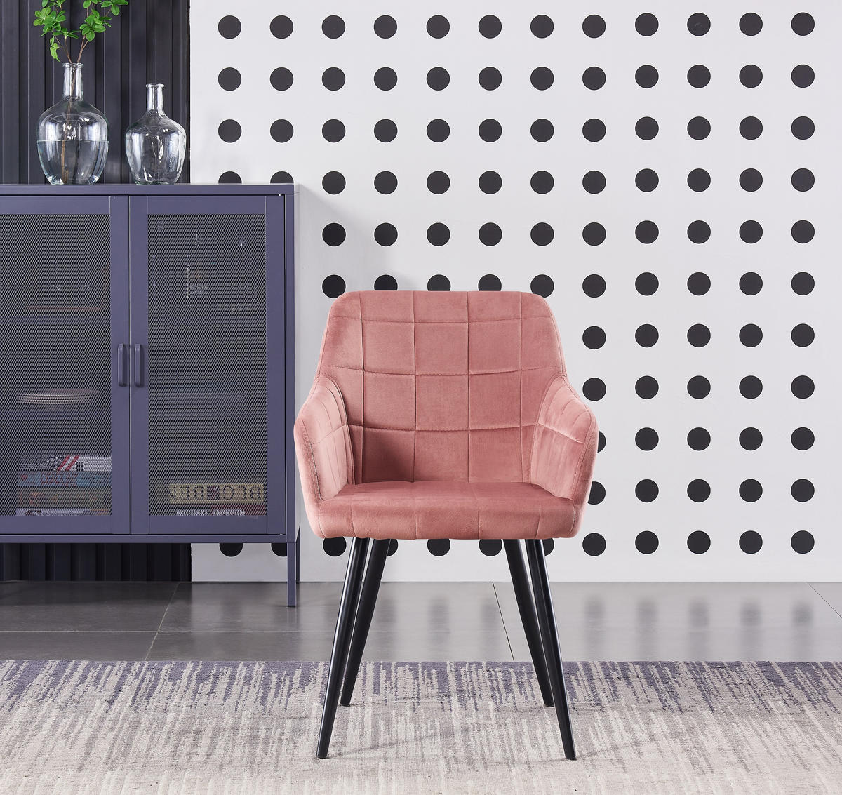 STUHL Samt Rosa - Pink, Metall (55/82/59cm) - Life Interiors