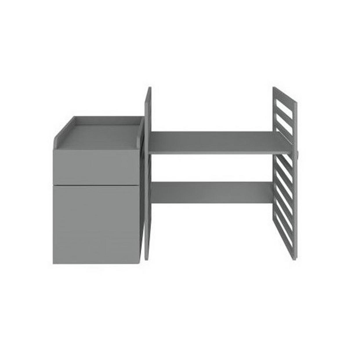 GITTERBETT Grau und Holz - Grau, Holzwerkstoff - Petits-meubles