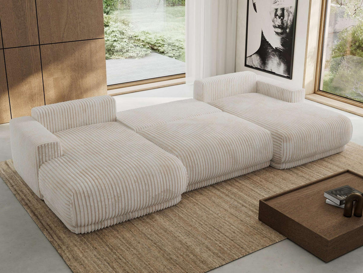 SEDACIA SÚPRAVA RINA U Béžová Menčester - čierna/béžová, textil/plast (360/85/170cm) - MKS