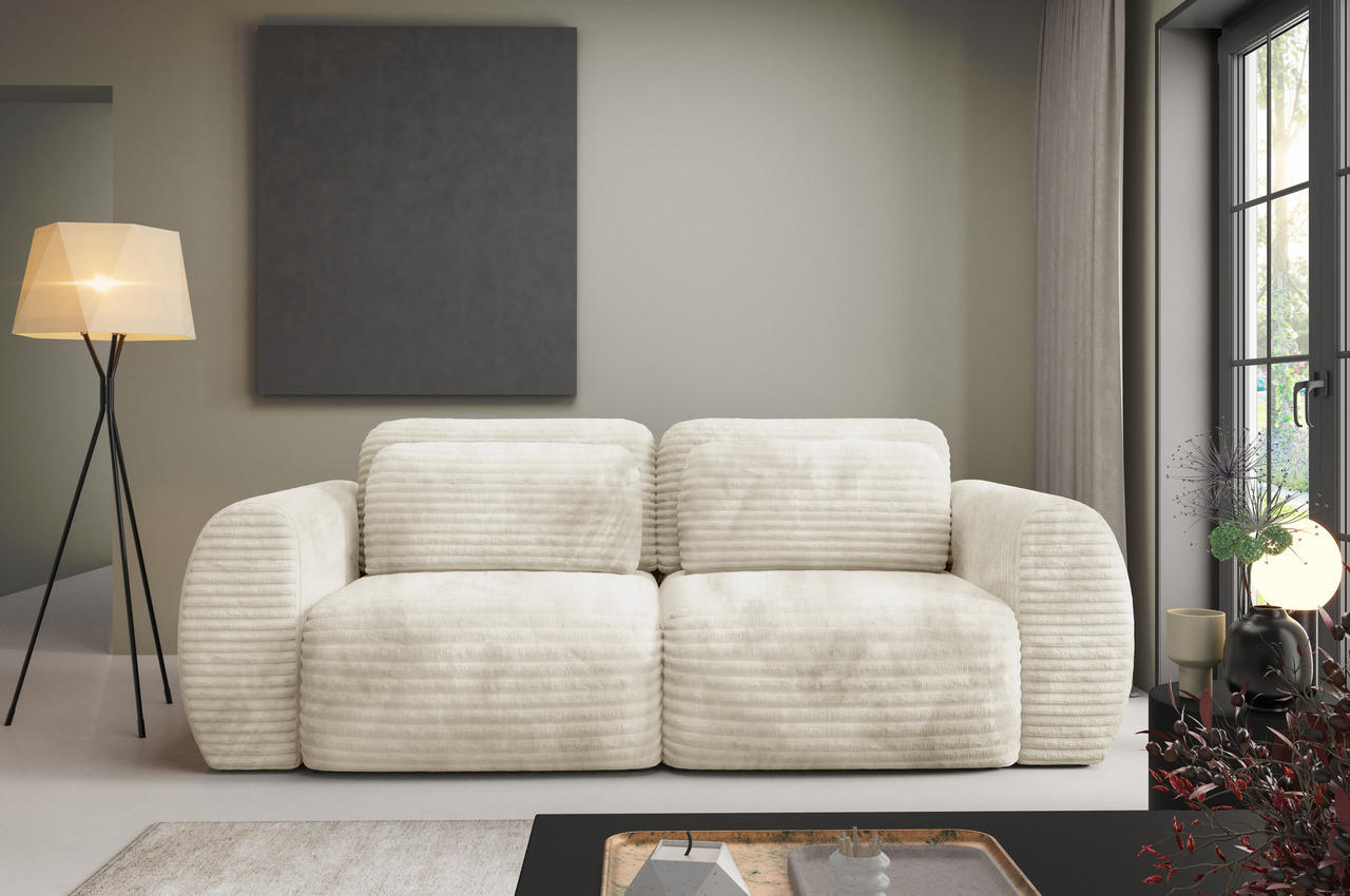 SCHLAFSOFA mit Bettkasten Creme - Creme/Schwarz, Holz/Holzwerkstoff (266/95/110cm) - Furnisell